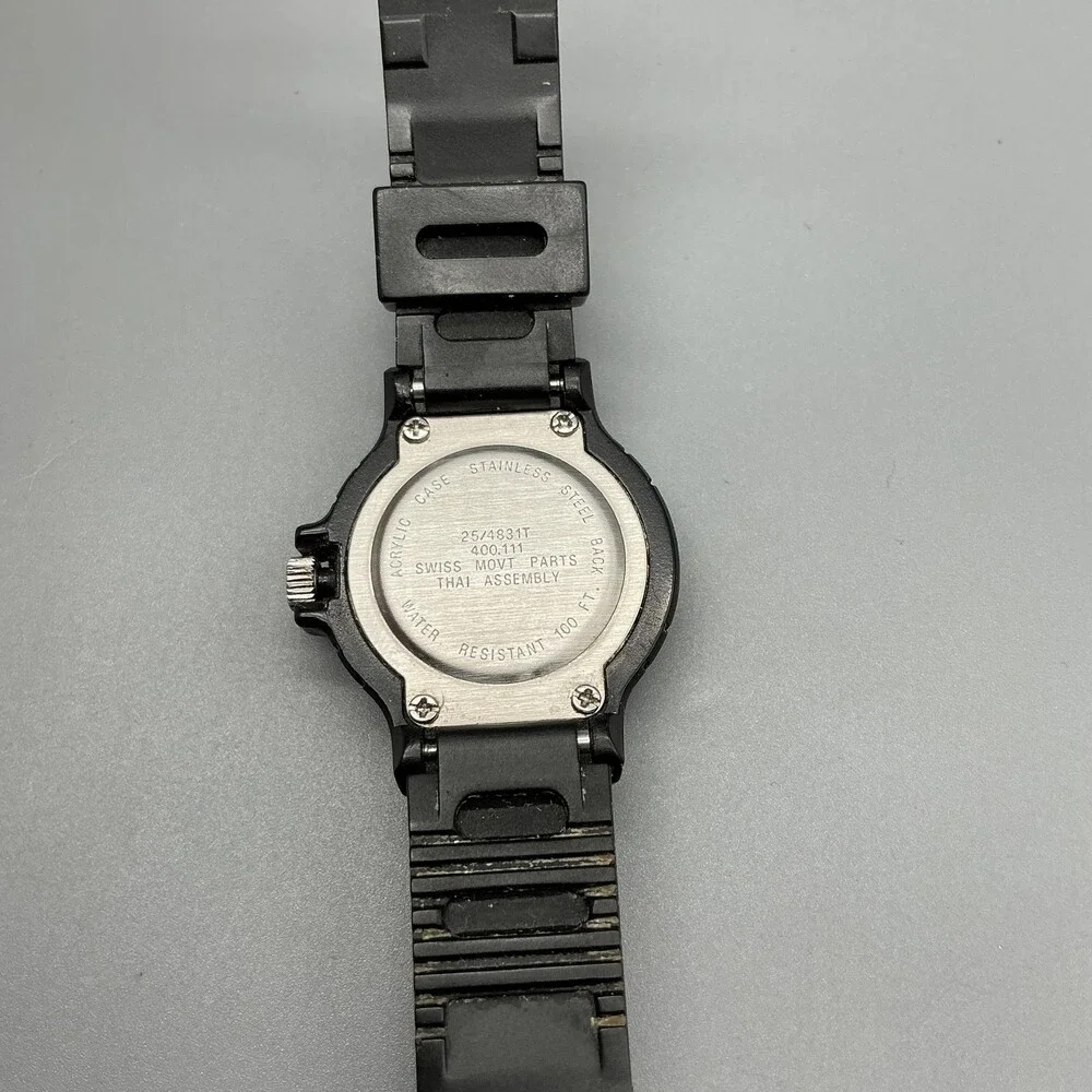 Vtg Armitron All Sport Mens Watch 28mm Black Dial Rubber Date New Battery
